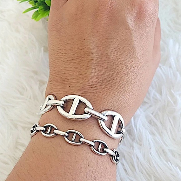 NEW STERLING SILVER MARINER BANGLE CUFF ADJUSTABLE RESIZABLE BRACELET - Picture 10 of 13